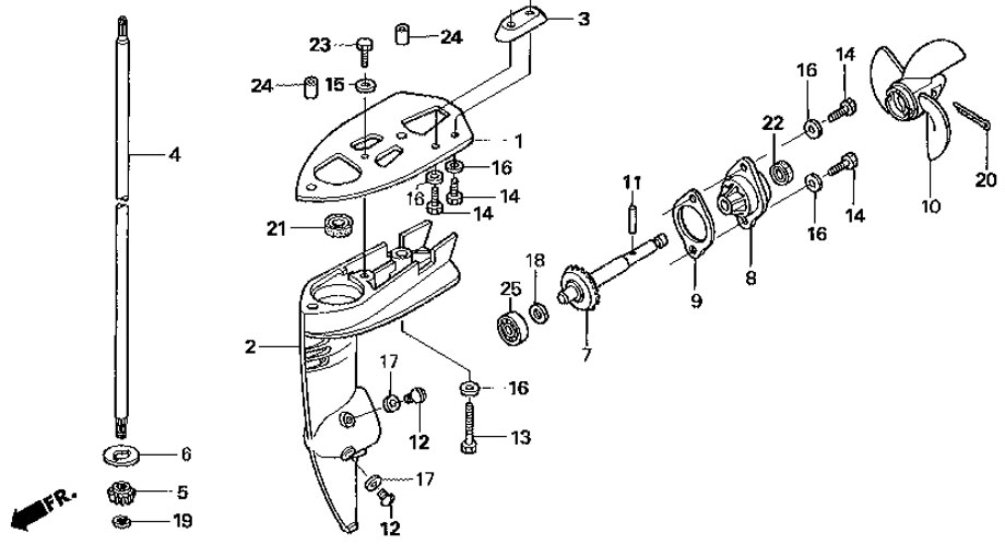  , ,   honda BF2,3D6 SC HU Propeller / Gear Case / Vertical Shaft