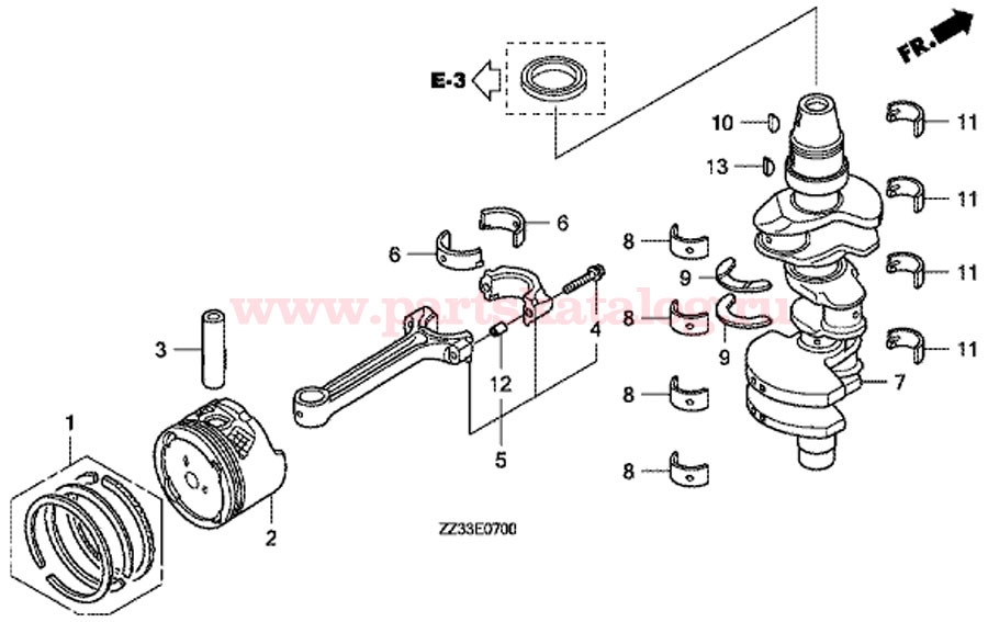  Crankshaft,  Connecting Rod   Piston  Honda BF60 A LRTU