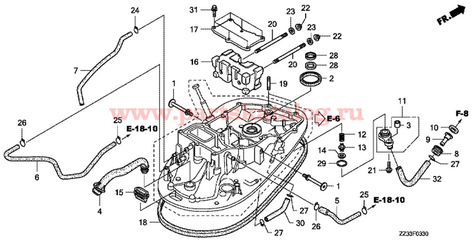    Honda BF60 A LRTU, Upper Rubber Mount