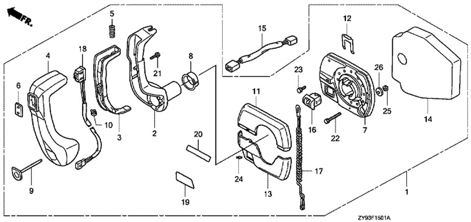    Honda BF 90 DKO LRTU  , Remote Control Panel Mount