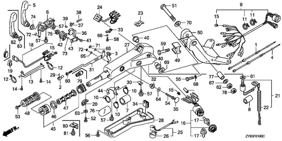 Honda BF 90DKO LRTU Handlebar   