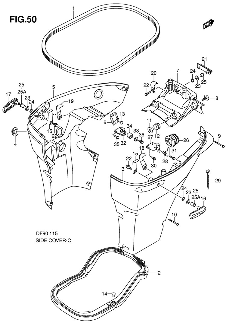 Suzuki DF 115 TL K9E1 K9 ������� ������ ���������, Side Cover