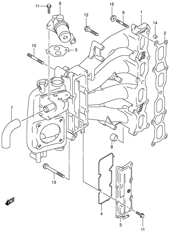�������� ��������� Suzuki DF140TL K11 (E1) 2011, Intake Manifold