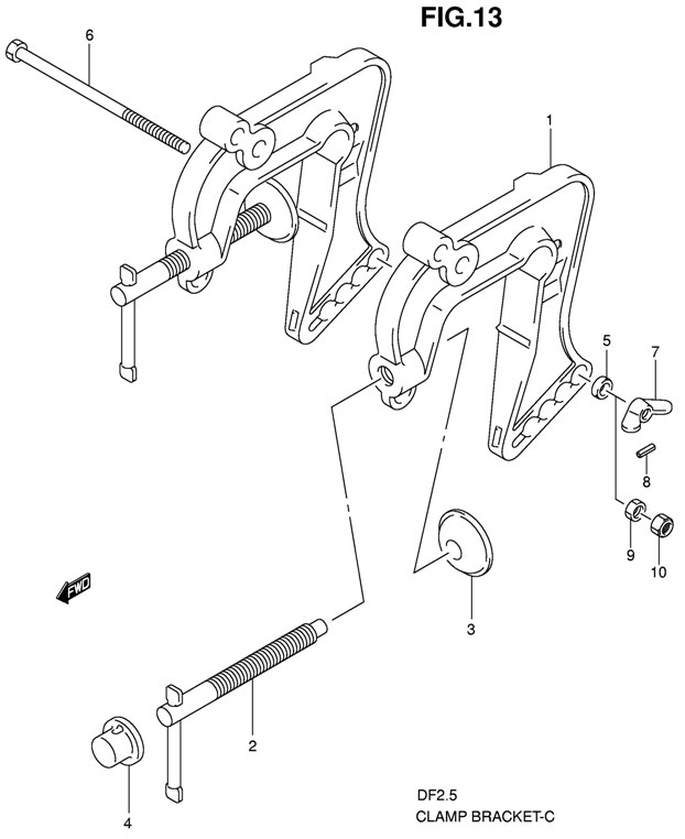 ��������� ������ suzuki df 2.5 sk9 Clamp Bracket