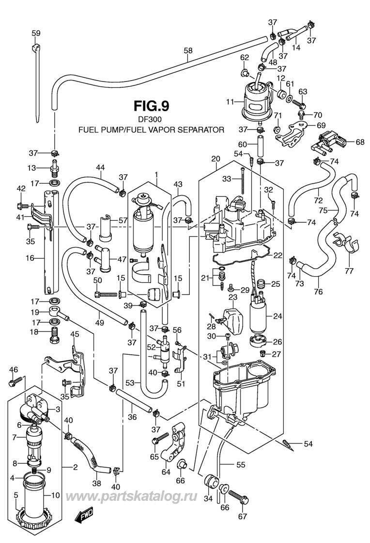 ���������� ����� ������� Fuel Vapor Separator fot Outboard Suzuki DF300 2010