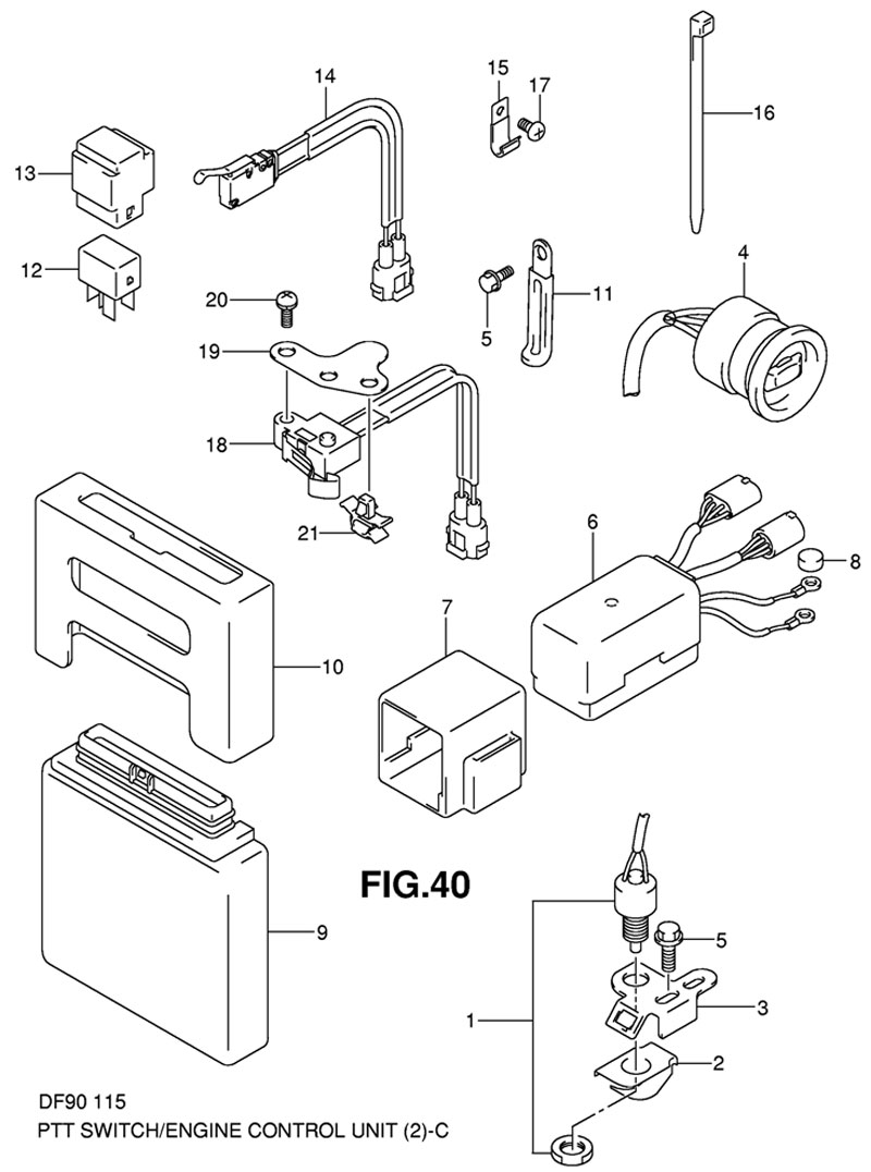 ����� Suzuki DF90 TL K9, ������ ���� �������� ��������� PTT Switch & Engine Control Unit ��� ������� 2004-2009 ����