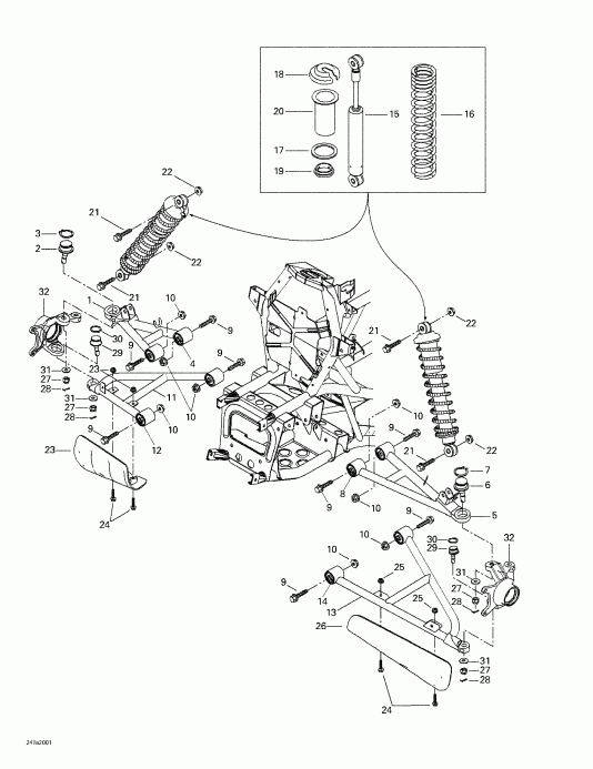  BRP Traxter, 7400/ 7401/7413/7414, 1999  - Front Suspension