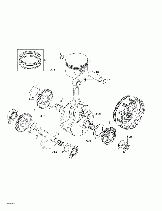  BRP DS 650, 7404, 2000  - Crankshaft And Pistons