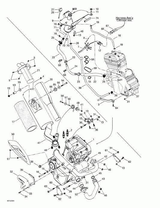 BRP  DS 650, 7404, 2000 - Exhaust System
