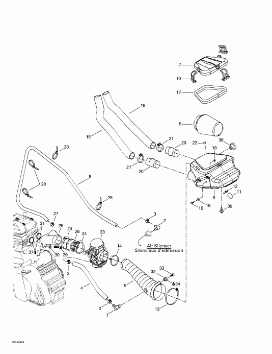 BRP DS 650, 7404, 2000 - Air Intake System
