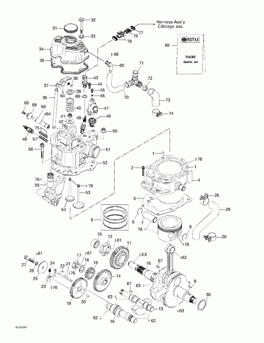 ������������ Bombardier Traxter, 7400/7401, 2000 ������ - Crankshaft, Pistons And Cylinder