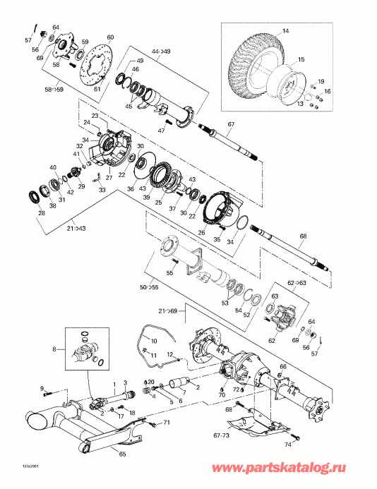 ������������ BRP ����������� Traxter, 7400/7401, 2000 - Drive System, Rear