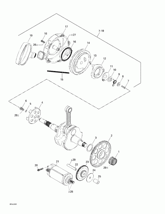 BRP Traxter, 7413/7414, 2000 ������ - Rewind Starter, Electric Starter