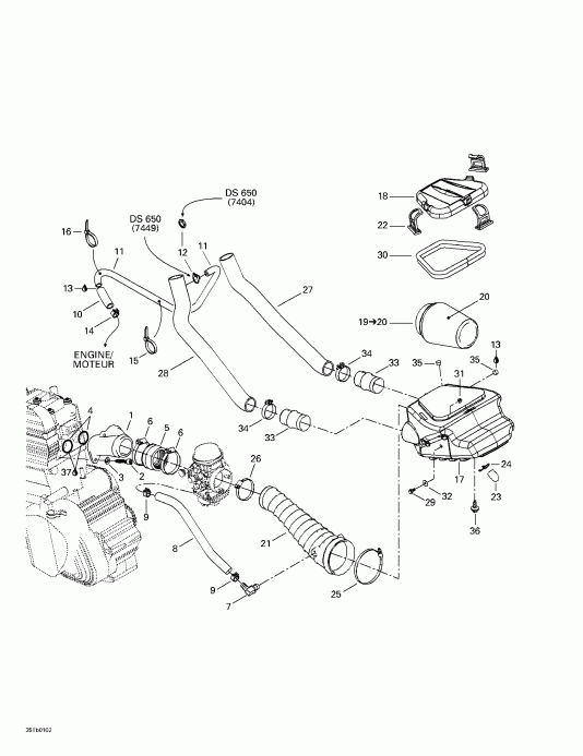 Bombardier DS 650, 7404, 2001 - Air Intake System