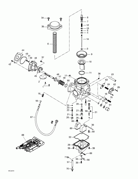  BRP  Traxter, 7421/7422/7427/7428 (green/vert), 2001 - Carburetor