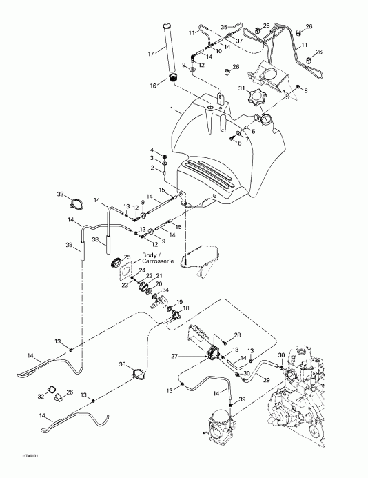 ����������  ����������� Traxter, 7421/7422/7427/7428 (green/vert), 2001 - Fuel Tank
