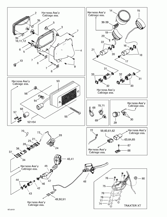 ����������  Traxter, 7421/7422/7427/7428 (green/vert), 2001 ������ - Main Harness And Electrical Accessories