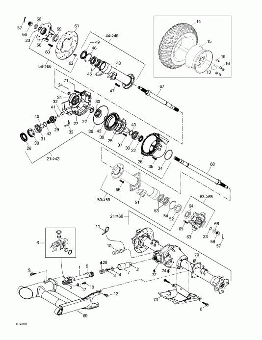  Traxter, 7423/7424 (yellow/jaune), 2001 - Drive System, Rear