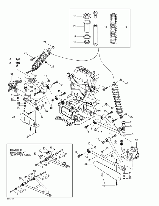 BRP Traxter, 7423/7424 (yellow/jaune), 2001  - Front Suspension