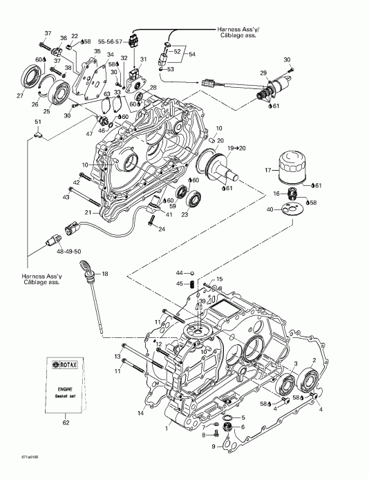 BRP Traxter Footshift, Green/vert, 2001 - Clutch Housing And Cover