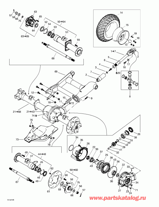 ATV BRP ������ Traxter Footshift, Green/vert, 2001 - Drive System, Rear