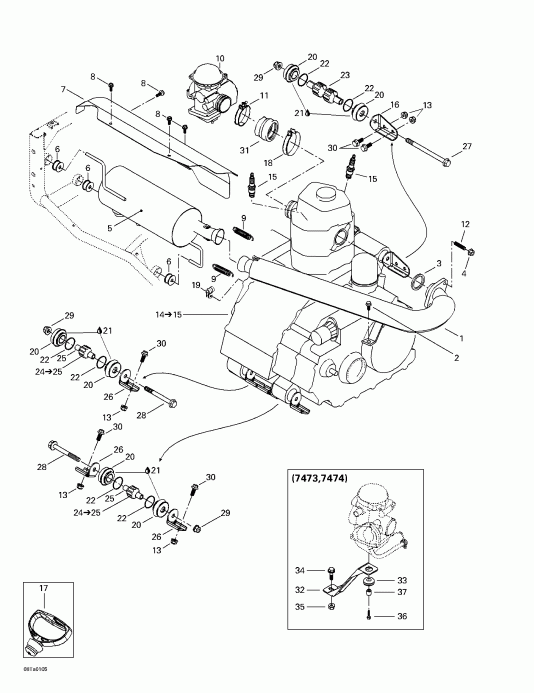   Traxter Footshift, Red/rouge, 2001 - Exhaust System