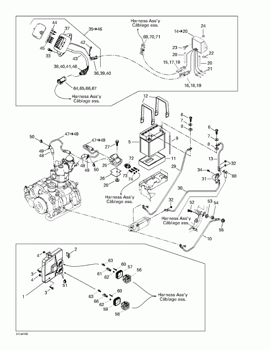 ���������� Bombardier ������ Traxter Footshift, Red/rouge, 2001 - Battery And Electrical Accessories