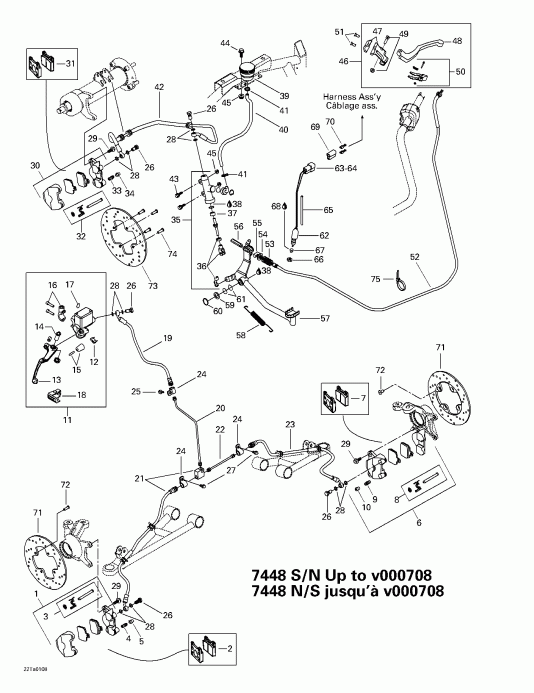 ����������  Traxter XL, 7448, 2001 ������ - Hydraulic Brake (7448 Sn Up To V000708)