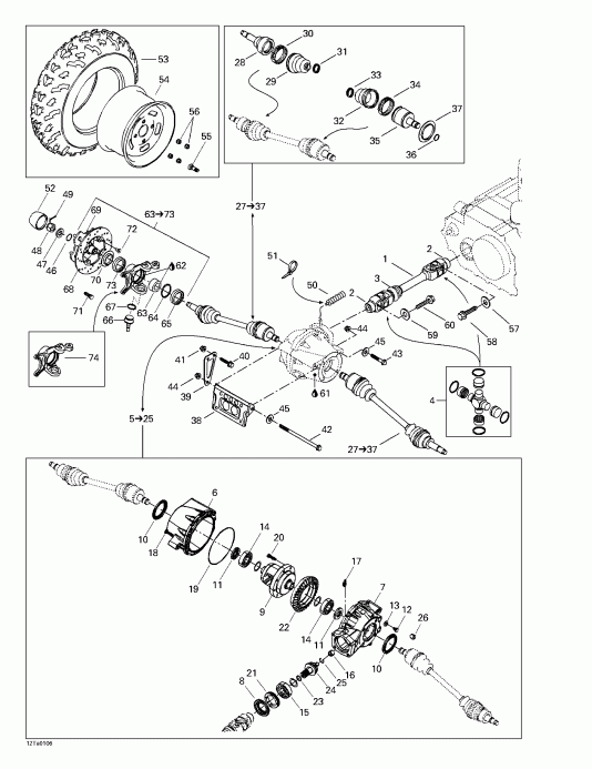 BRP Traxter XT, 7467/7468/7472/7481, 2001 - Drive System, Front