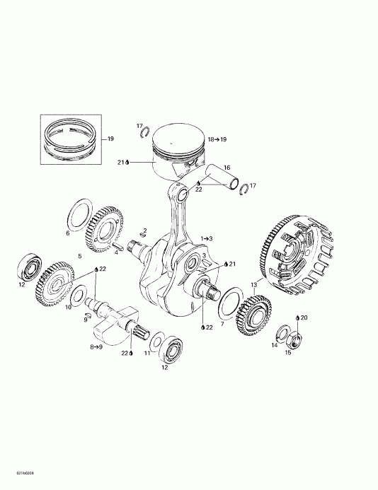   DS 650 Baja, 2002  - Crankshaft And Pistons