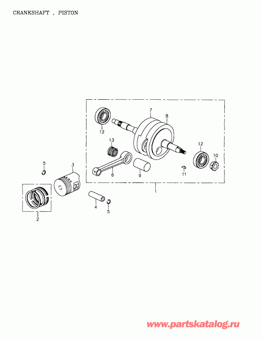 ATV BRP Mini DS 90 4-strokes, 2002  - Crankshaft And Pistons (172-10)