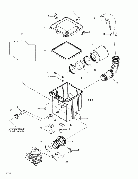  Bombardier Quest, Blue/bleu, 2002 - Air Intake Silencer