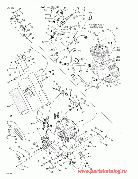 BRP DS 650 Baja, 2003  - Exhaust And Engine System