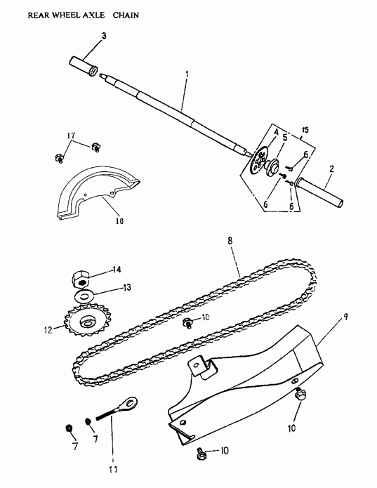   Mini DS 50 2-strokes, 2003  - Rear Wheel Axle, Chain 166a-22