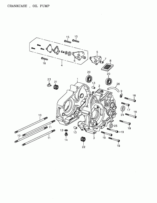 Mini DS 90 4-strokes, 2004 - Crankcase, Oil Pump