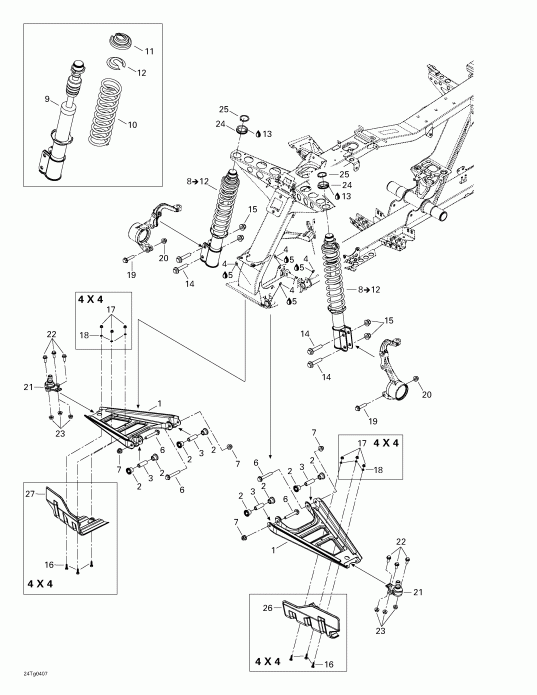 Outlander 330/400 STD 4 X 4, 2004  - Front Suspension