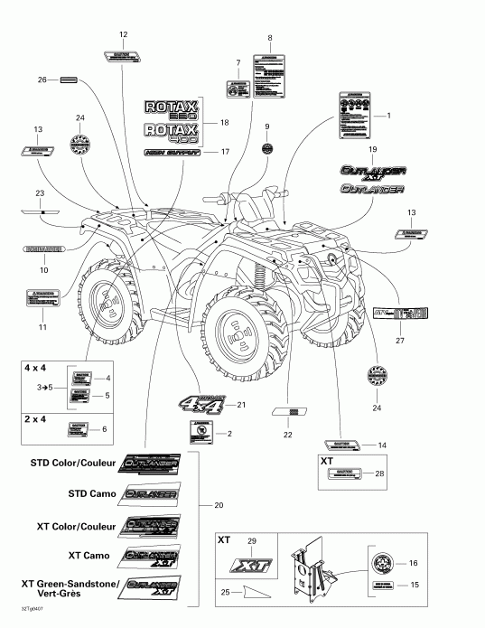 Bombardier Outlander 400 XT 4 X 4, 2004 ������ - Decals