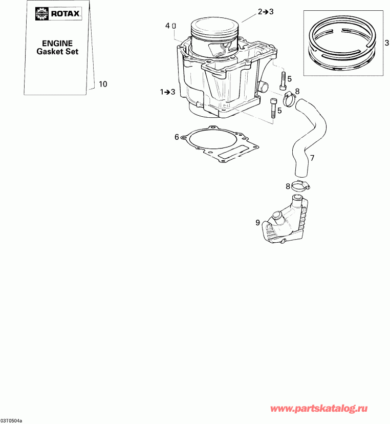 ������������ Bombardier ����������� DS 650/DS 650 X, 2005 - Crankshaft, Piston And Cylinder