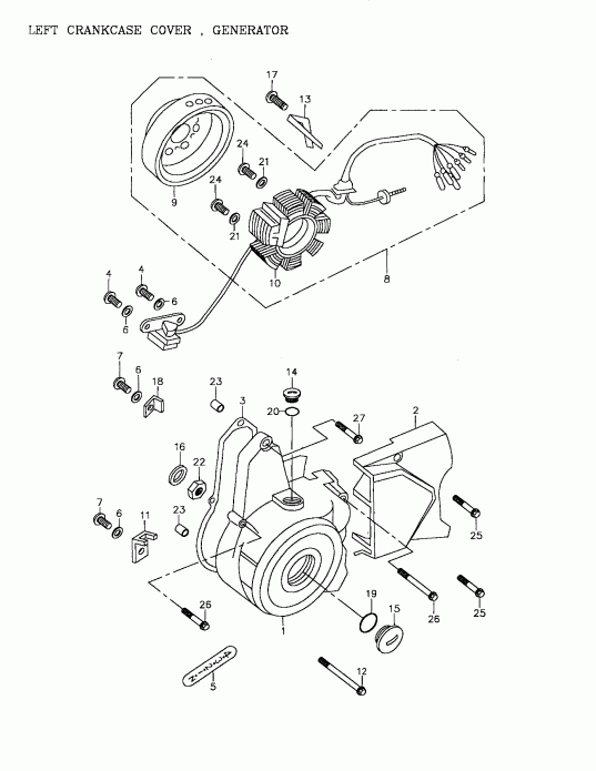  Mini DS 90 4-strokes, 2005 - Left Crankcase Cover, Generator