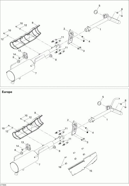 ATV  Outlander 330/400 STD 2 X 4, 2005  - Exhaust System