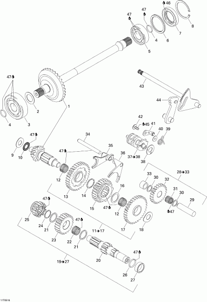  Bombardier  Traxter CVT (500, 650, 650 XT), 2005 - Gear Shift