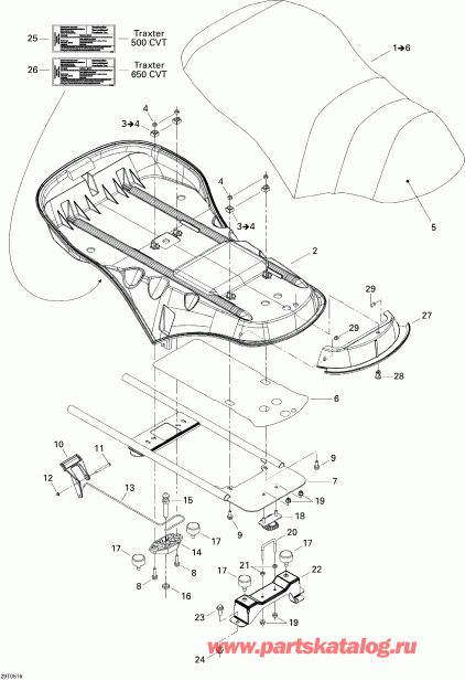  Traxter CVT (500, 650, 650 XT), 2005 - Seat