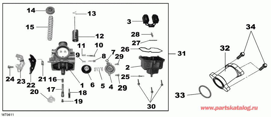 ATV BRP DS 250 NA / Inter, 2006  - Carburetor