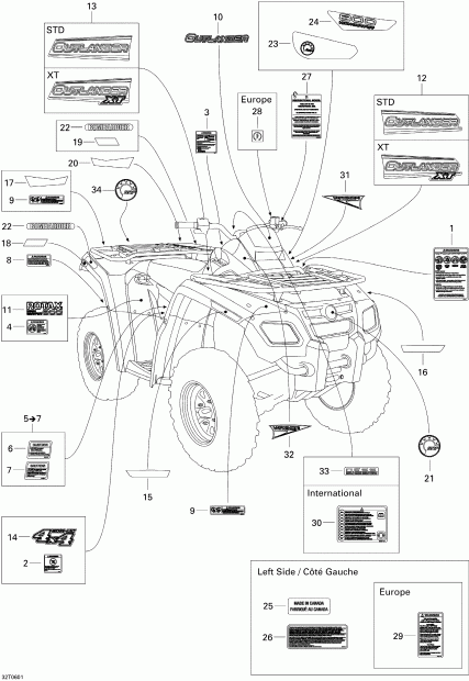 ����������  Outlander 800 STD 4 X 4, 2006 - Decals Std