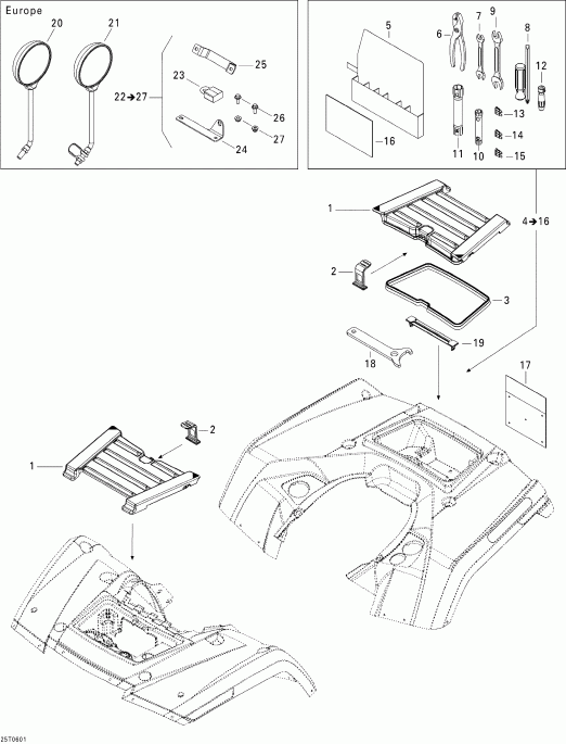   Outlander 800 XT 4 X 4, 2006  - Front And Rear Trays