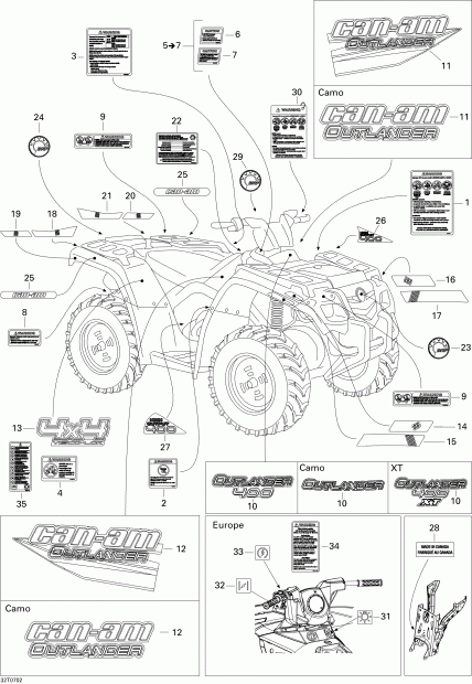 ����������  ������ Outlander 400 XT 4 X 4, 2007 - Decals Xt
