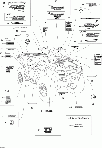 ������������  Outlander 500 XT 4 X 4, 2007 - Decals Xt