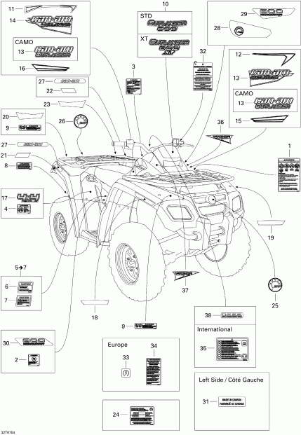 ATV  Outlander 800 STD 4 X 4, 2007 ������ - Decals Std