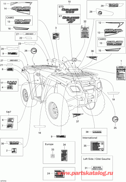 BRP Outlander 800 XT 4 X 4, 2007 - Decals Xt