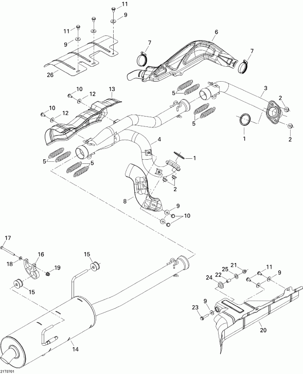 BRP Outlander MAX 650 XT 4 X 4, 2007 - Exhaust System